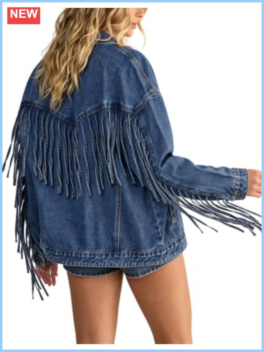 Oversized Fringed Denim Jacket Western Cotton Jean Jacket